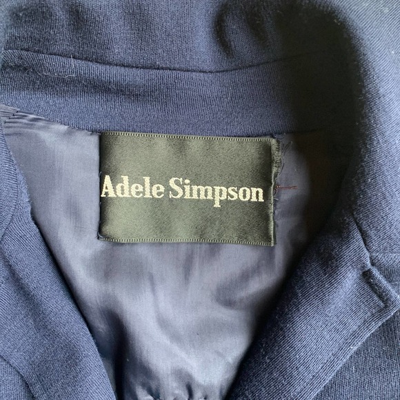 Adele Simpson Navy Wool Jacket Blazer Large 1970's - Picture 8 of 8